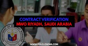 Individual Contract Verification in MWO Riyadh, Saudi Arabia | POLO-OWWA