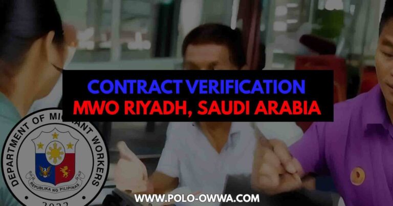 Individual Contract Verification in MWO Riyadh, Saudi Arabia | POLO-OWWA